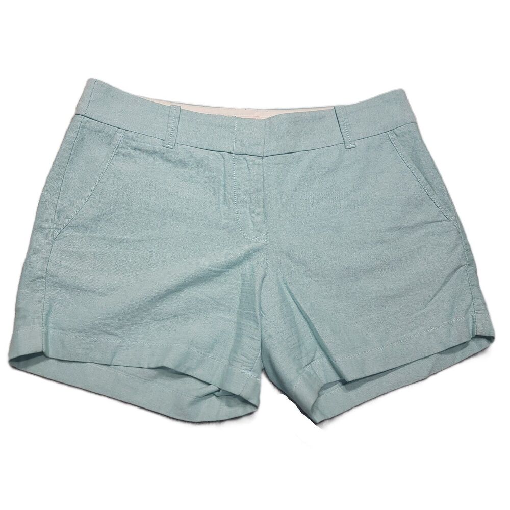 J Crew Chino Broken In Shorts Womens 4 (30x5) Mid Rise Blue Cotton